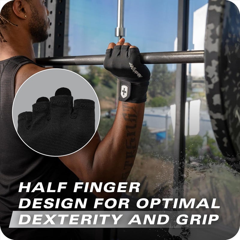 Harbinger Pro Wristwrap Gloves 3.0 - Enhanced Grip, Superior Wrist Support, Breathable 4-Way Stretch Lycra, Durable Leather Palm, Half-Finger Design for Weightlifting, Fitness Training, Women's - Image 3